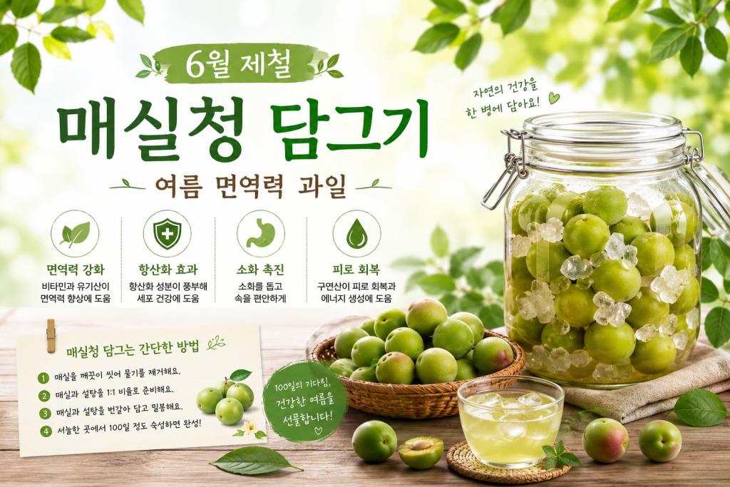 6월 제철 매실청 담그기, 여름 면역력 과일