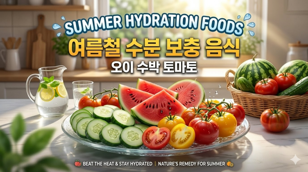여름철 수분 보충 음식,여름철 수분 채소, 토마토 셀러리 무, 오이 수박 토마토