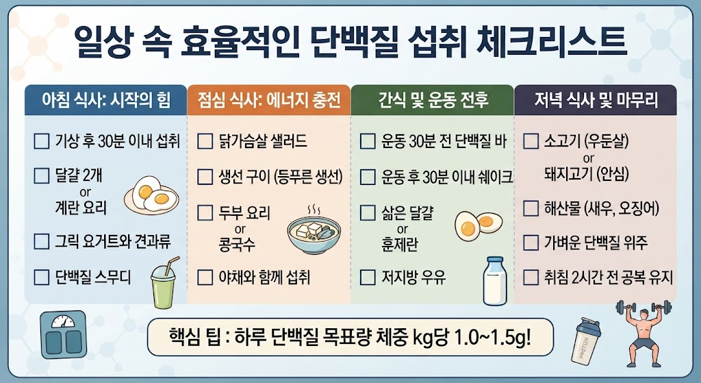 일상 속 효율적인 단백질 섭취 체크리스트
