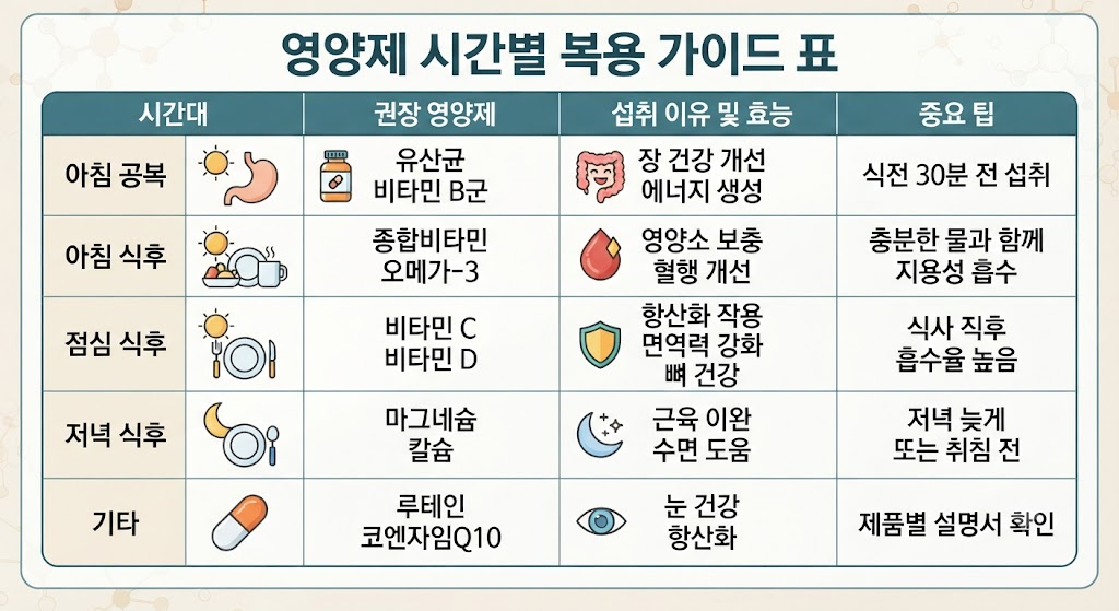 영양제 시간별 복용 가이드 표