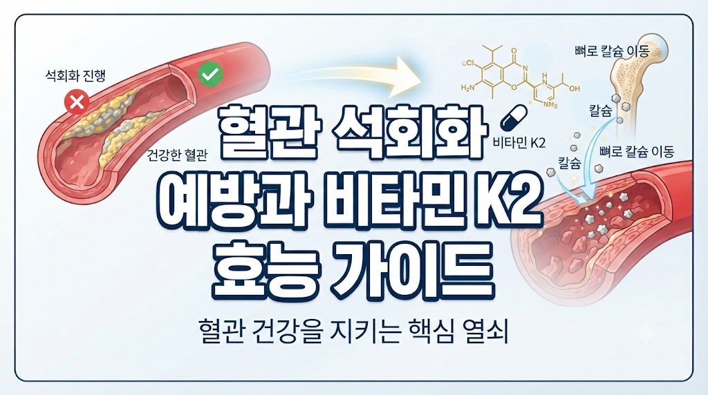 혈관이 딱딱해지는 혈관 석회화 증상 방지법: 비타민 K2 효능이 고지혈증 환자에게 필수인 이유