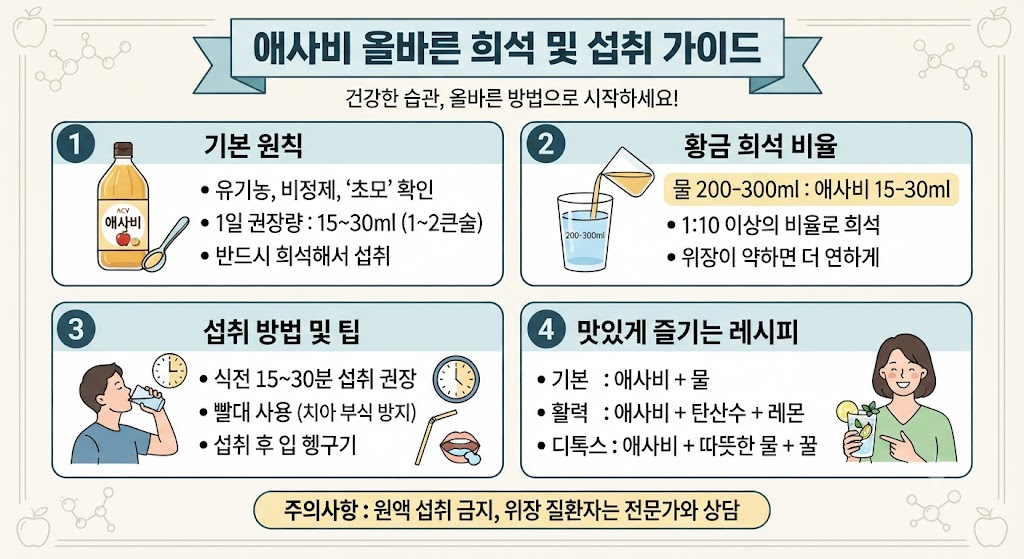 애사비 올바른 희석 및 섭취 가이드