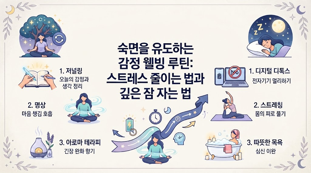 숙면을 유도하는 감정 웰빙 루틴: 스트레스 줄이고 깊은 잠을 자는 법