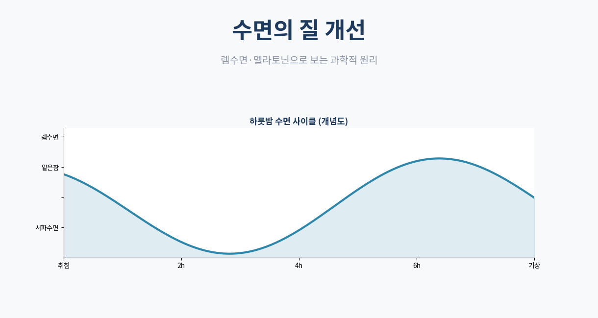 수면의 질 개선 개념 인포그래픽 렘수면 멜라토닌