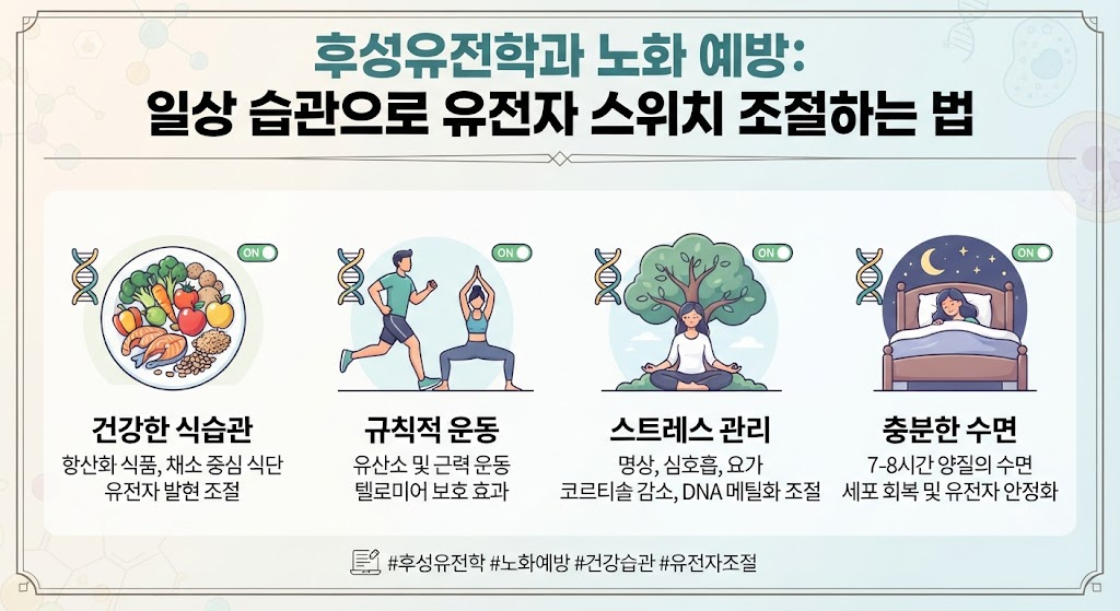 유전자를 이기는 생활의 기술: 후성유전학으로 노화 스위치 끄는 법