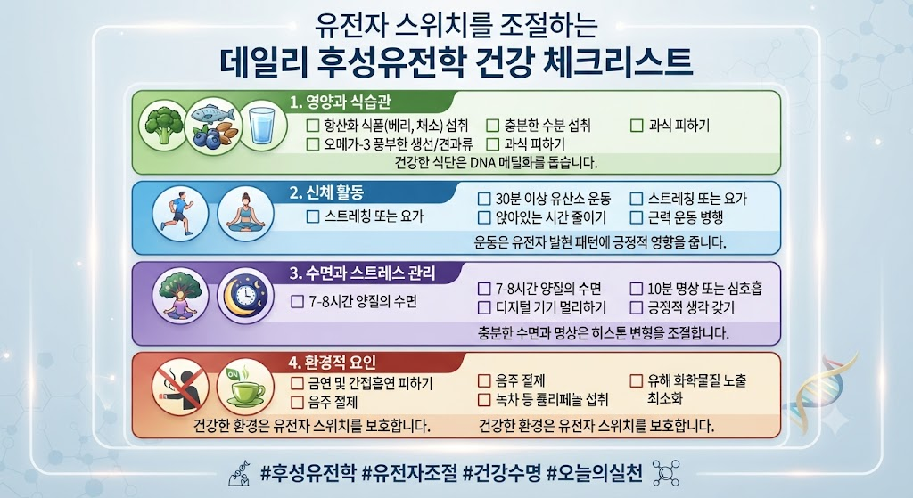 유전자 스위치를 조절하는 데일리 후성유전학 건강 체크리스트
