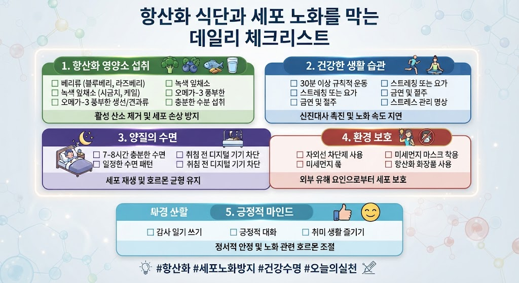 항산화 식단과 세포 노화를 막는 데일리 체크리스트