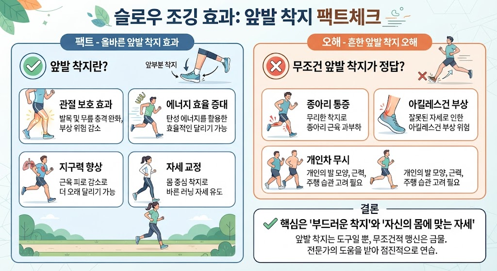 슬로우 조깅 효과 앞발 착지 팩트체크 인포그래픽