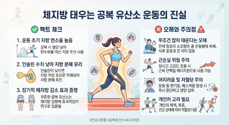체지방 태우는 공복 유산소 운동의 진실 인포그래픽