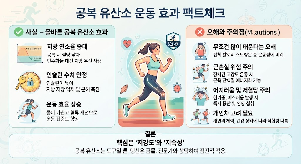 공복 유산소 운동 효과 팩트체크 인포그래픽