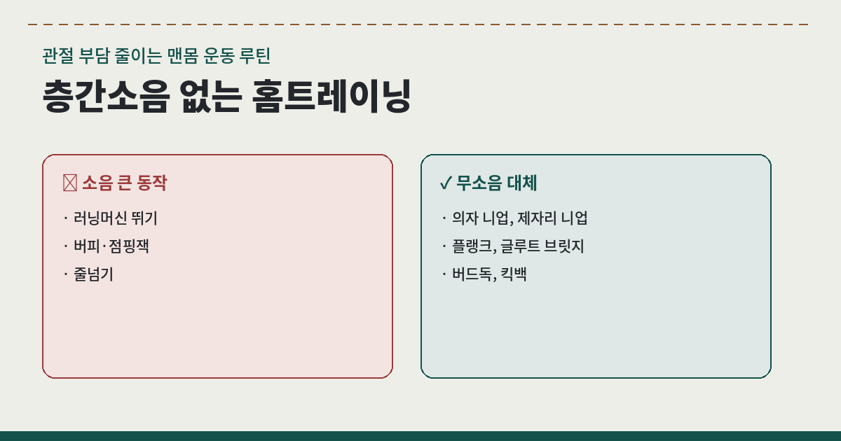 층간소음 홈트레이닝 루틴｜관절 부담 줄이는 맨몸 운동
