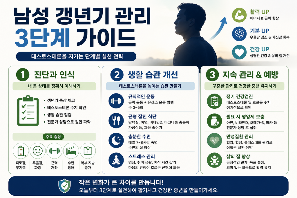 남성 갱년기 관리 3단계 가이드