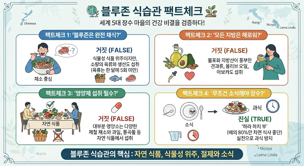 블루존 식습관 팩트체크 인포그래픽