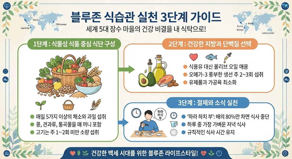 블루존 식습관 실천 3단계 가이드