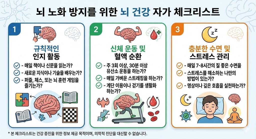 뇌 노화 방지를 위한 뇌 건강 자가 체크리스트