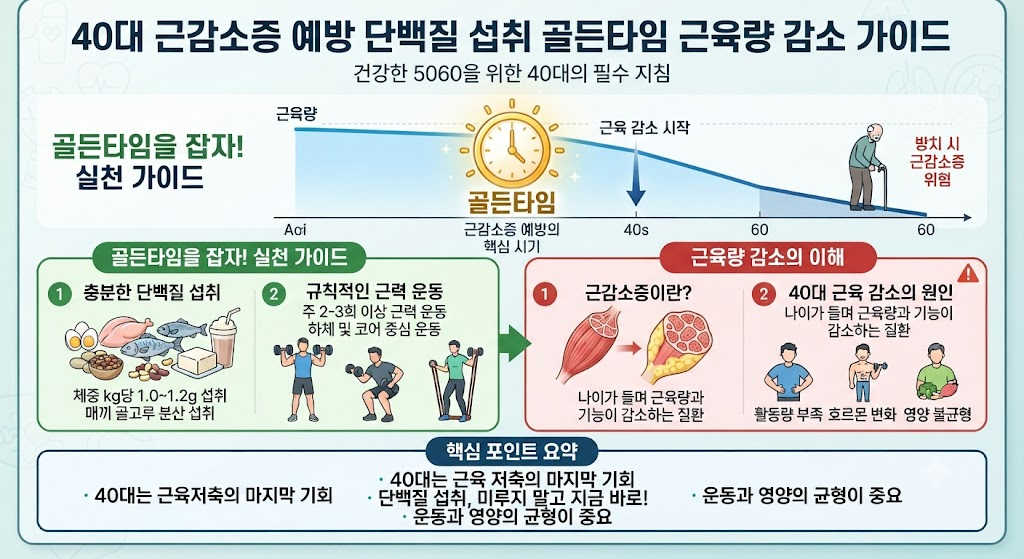 40대 근감소증 예방 단백질 섭취 골든타임 근육량 감소 가이드