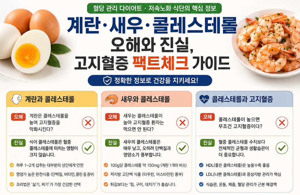 [팩트체크] 계란과 새우는 정말 고지혈증에 나쁜 음식일까? 콜레스테롤 오해와 진실