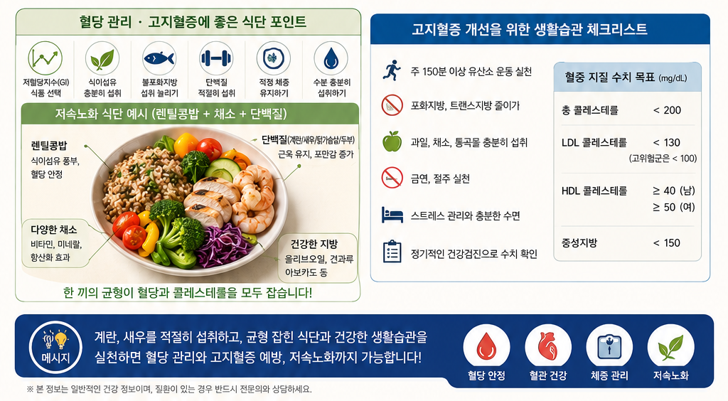 혈당관리, 고지혈증에 좋은 식단 포인드