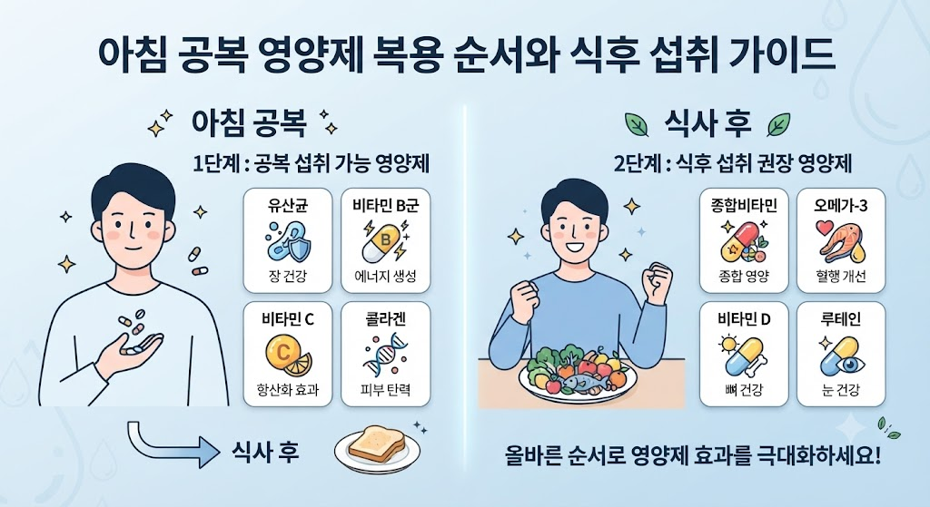 아침 공복 영양제, 복용하면 안 되는 영양제와 올바른 순서 완벽 정리