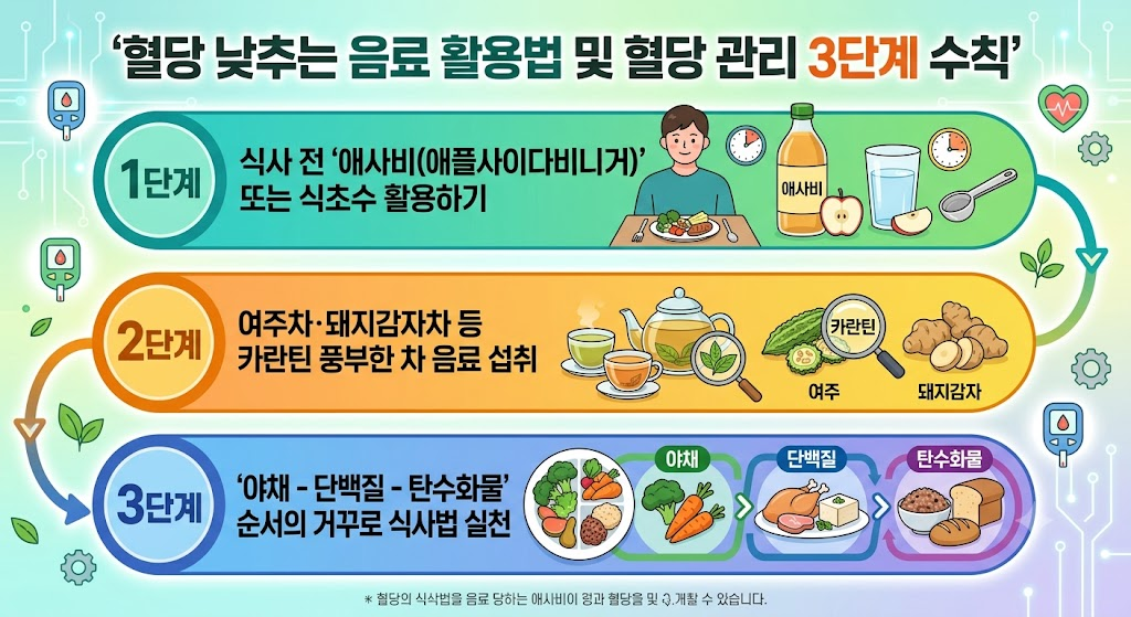 혈당 스파이크 증상, 혈당 낮추는 음료 활용법 및 혈당 관리 3단계 수칙