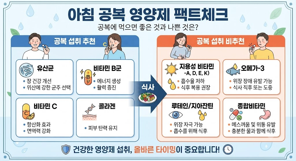 아침 공복 영양제 팩트체크 인포그래픽