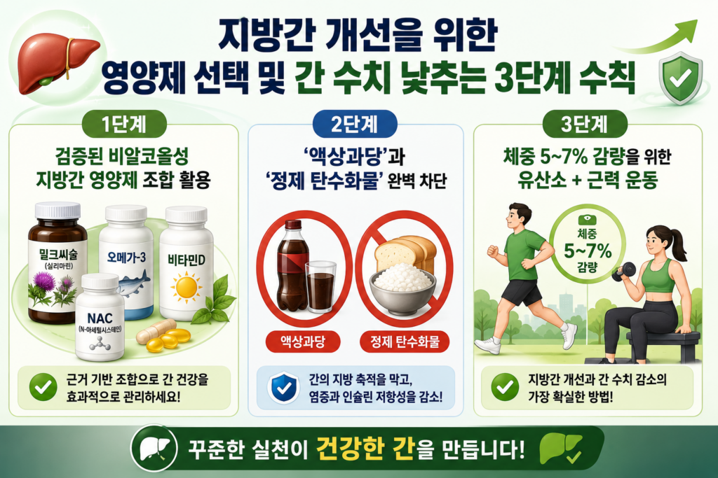지방간 개선을 위한 영양제 선택 및 간 수치 낮추는 3단계 수칙