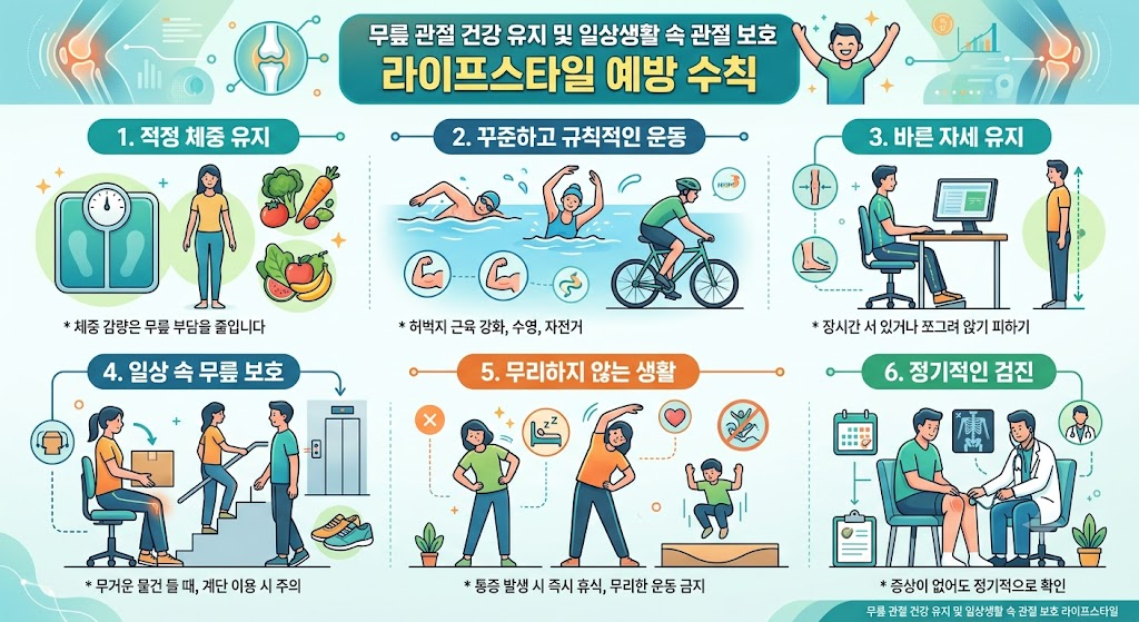 무릎 관절 건강 유지 및 일상생활 속 관절 보호 라이프스타일 예방 수칙