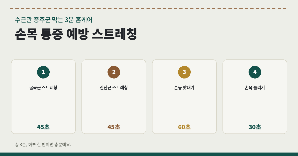 손목 통증 예방 스트레칭|수근관 증후군 막는 3분 홈케어 루틴