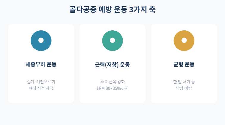 골다공증 예방 운동 3가지 축 체중부하 근력 균형