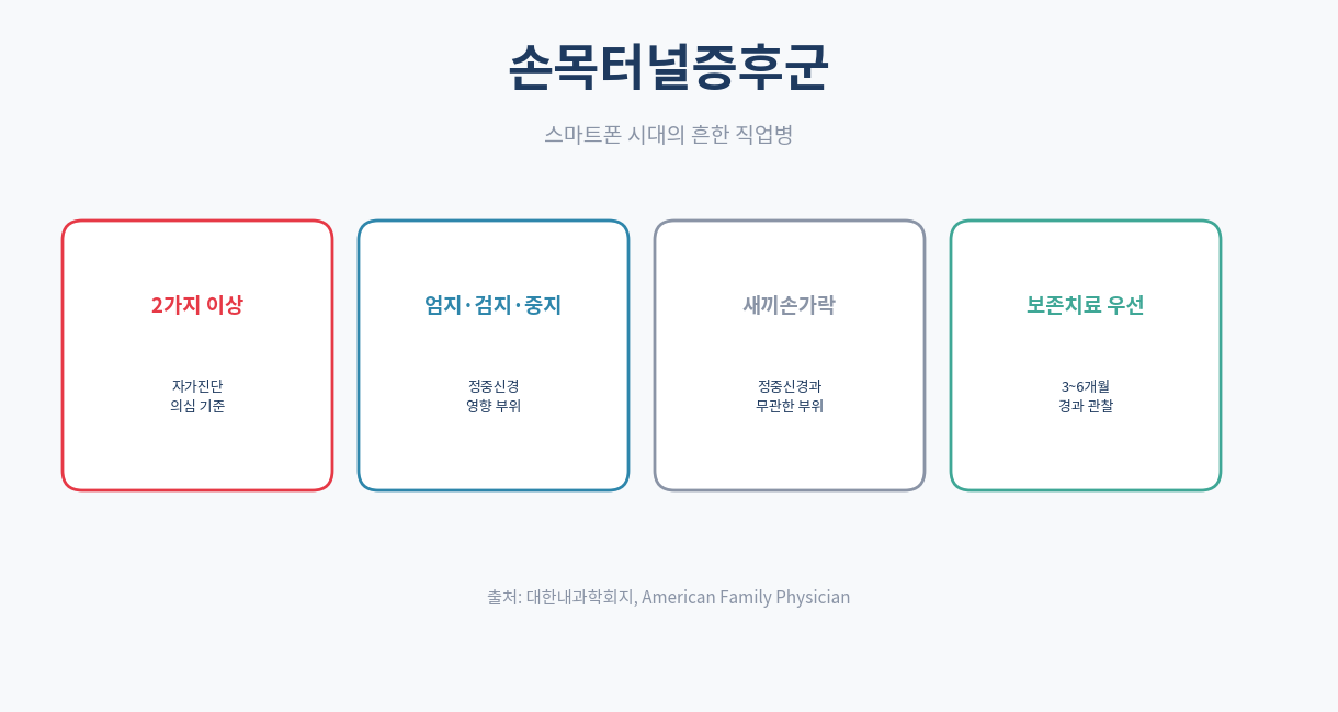 손목터널증후군 개념 인포그래픽 정중신경 압박