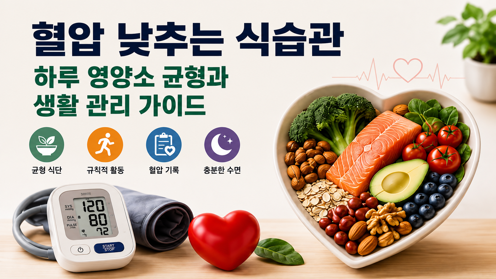 혈압 낮추는 식습관, 하루 영양소 균형과 생활 관리 가이드