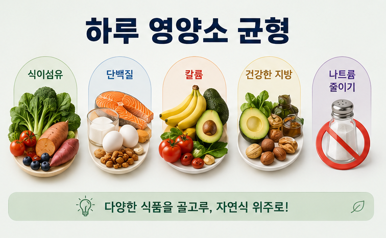 혈압 낮추는 식습관, 하루 영양소 균형